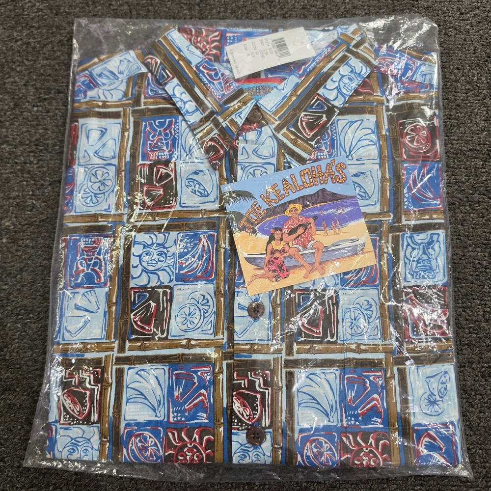 Reyn Spooner The Kealohas Shirt Mens M Blue Cozumel Tiki Tropical RJ20 NWT